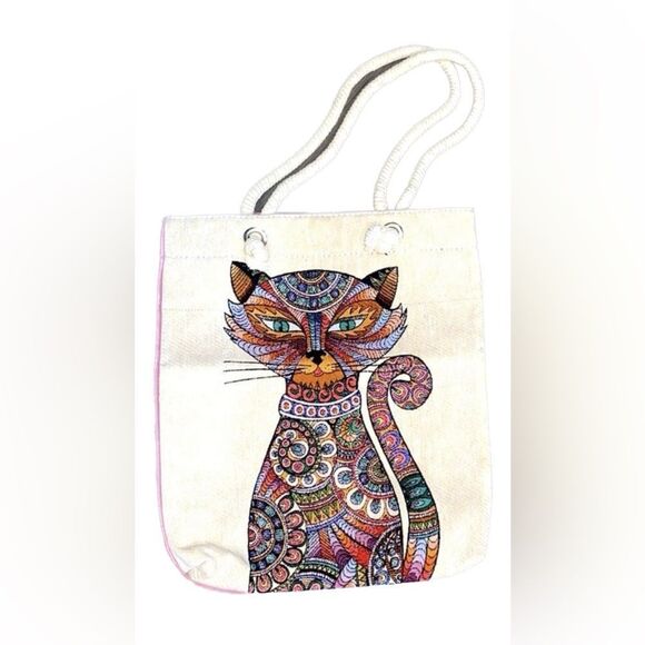 Canvas bag with cat print - Picture 2 of 5